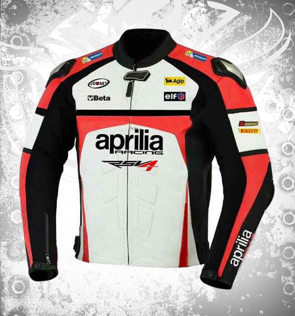 Men's Cowhide Leather Motorbike Racing Aprilia Sports Jacket