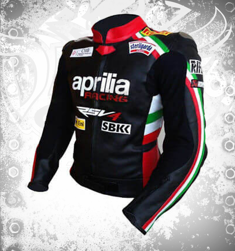 Max Biaggi Aprilia Motorbike Leather Jacket