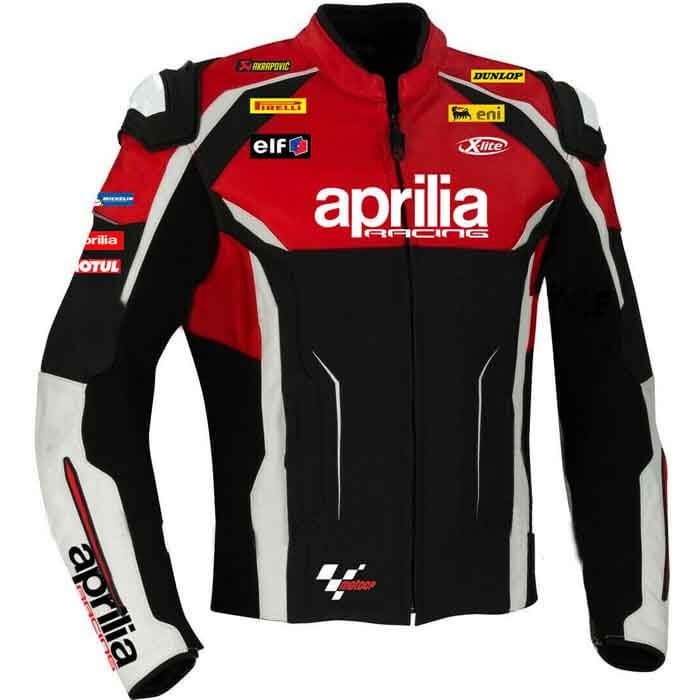 Racing Motorcycle Cowhide Leather New Aprilia Biker Jacket Black n Red