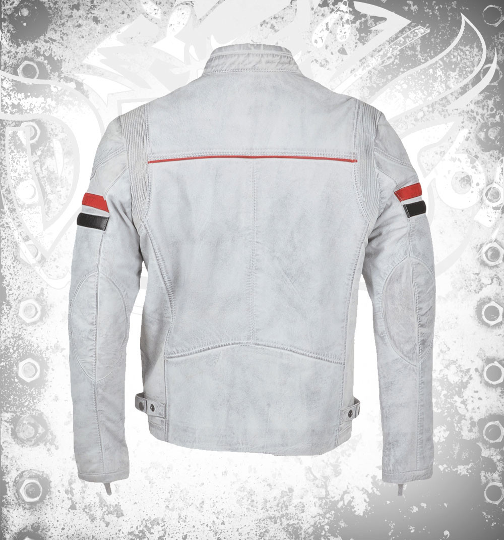 Devilson Ashwood Leather Biker Jacket White