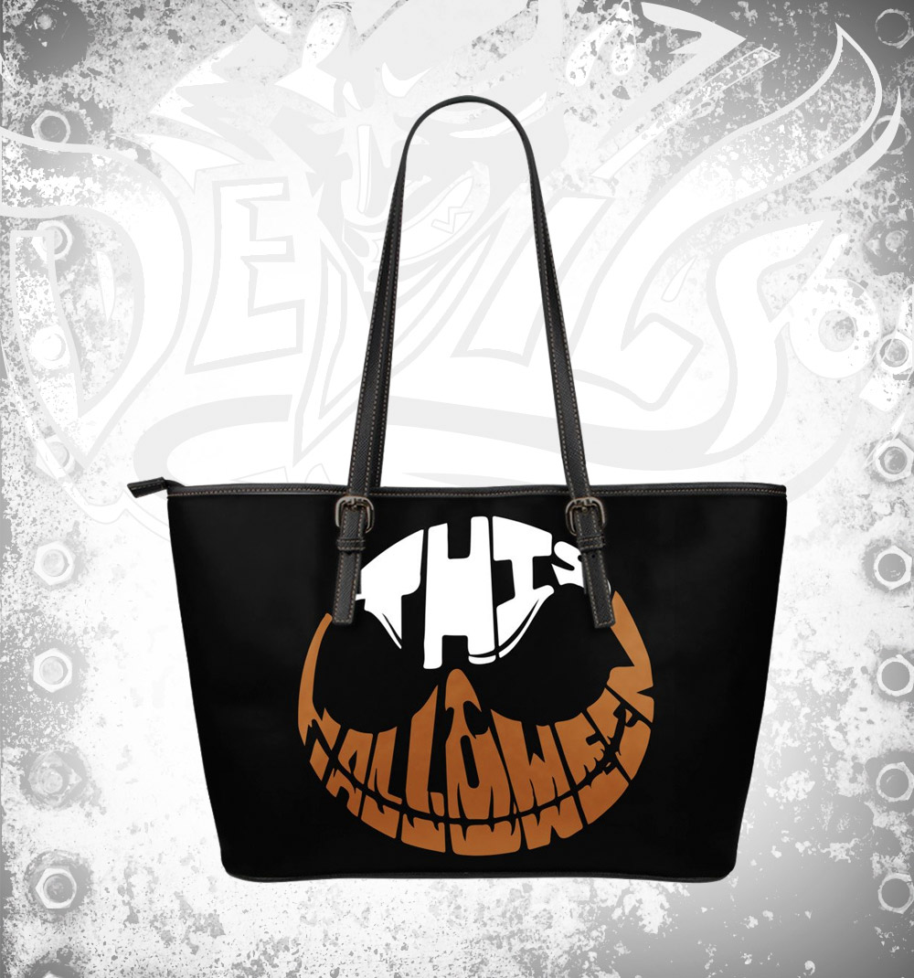 Jack Skellington Halloween Leather Tote Bag