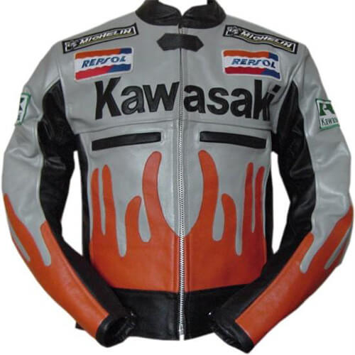 Kawasaki Man Racing Motorbike Leather Jacket