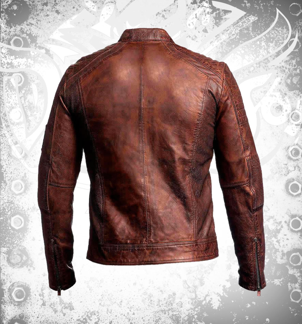 Men Vintage Motorcycle Cafe Racer Distressed Leather Jacket