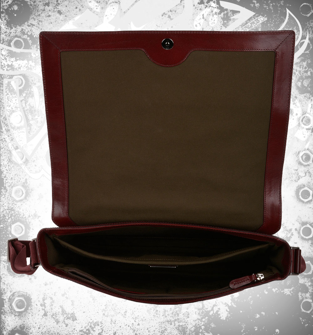 Leather Laptop Messenger Bag Chianti Red