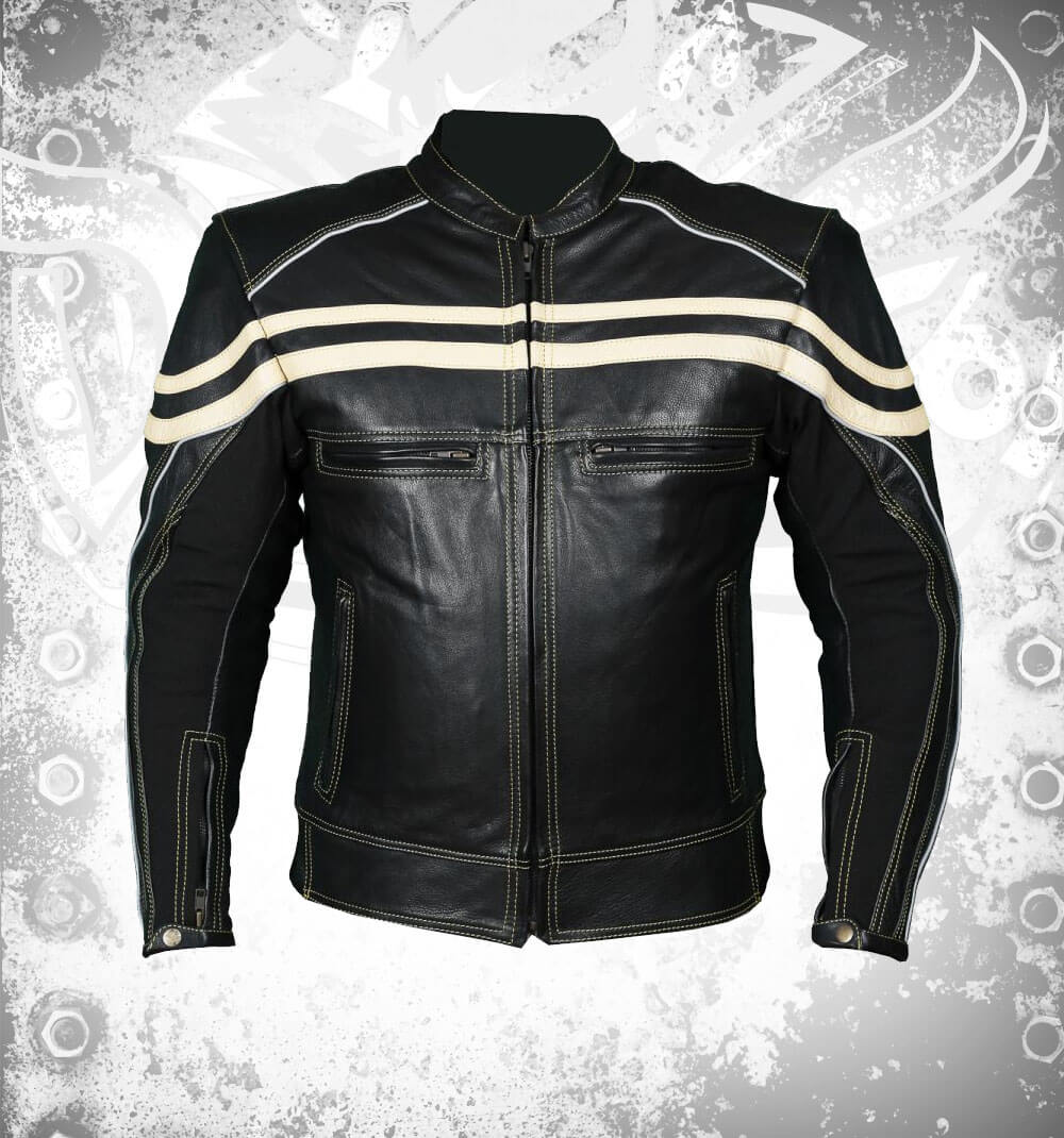 Track Motorcycle Leather Jacket Black