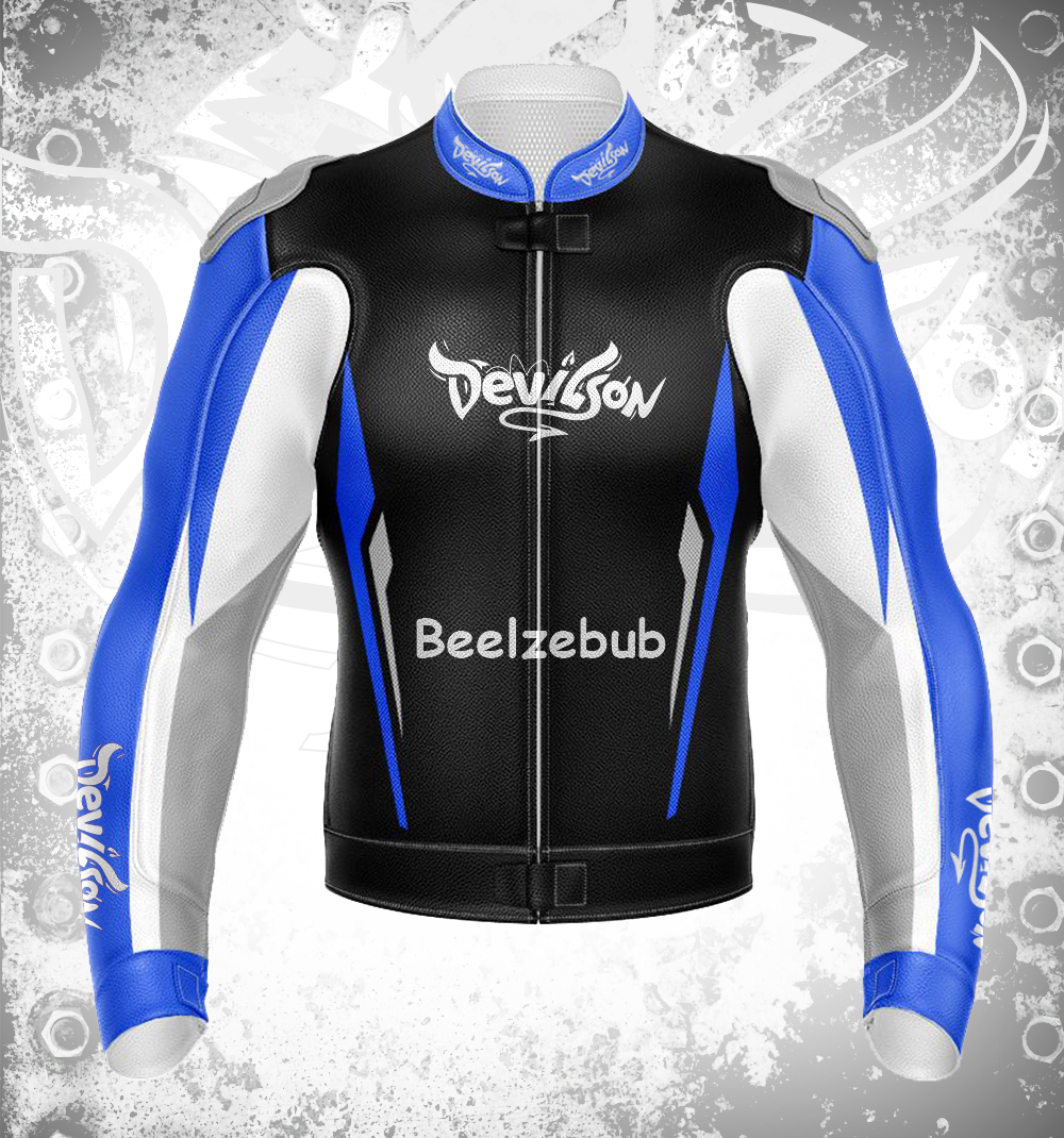 Devilson Beelzebub Black & Blue Leather Jacket