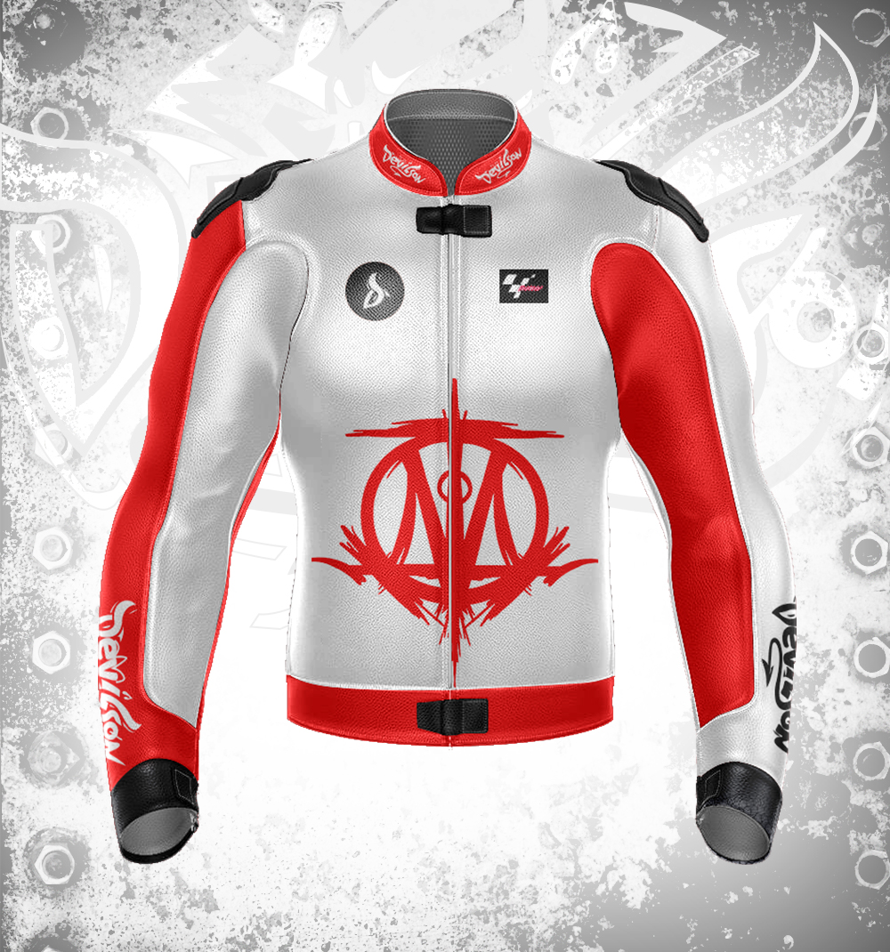 Devilson Belphegor Red White Racing Leather Jacket