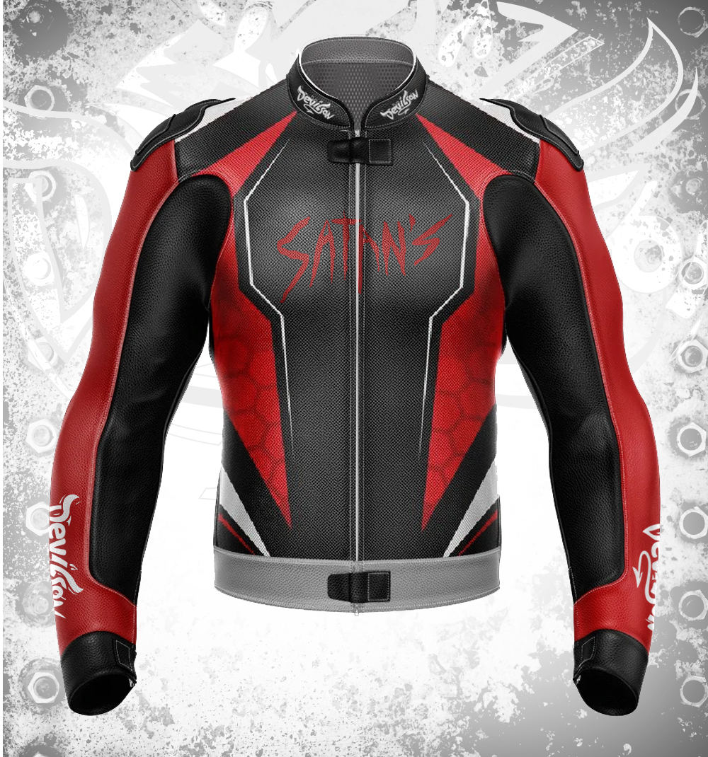 Devilson Satan Blood Shape Men Racing Leather Jacket