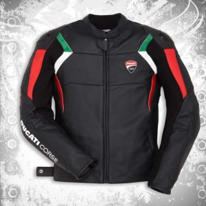 Ducati Corce Motorcycle Leather Jacket Front