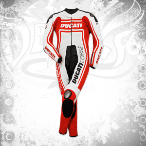 Ducati Corse Motorbike Racing Leather Suit Front