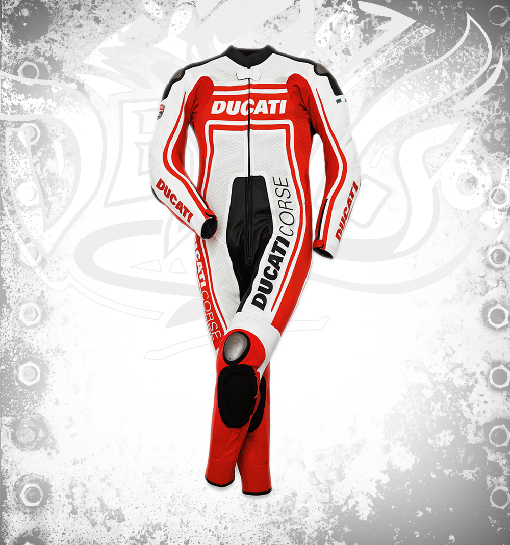 Ducati Corse Motorbike Racing Leather Suit Front