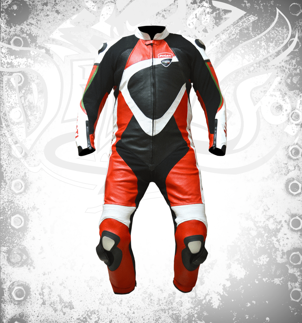 Ducati Corse Motorbike Racing Leather Suit front