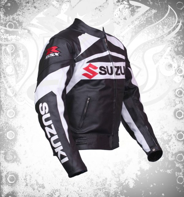 GSXR Black Suzuki Motorbike Racing Leather Jacket front
