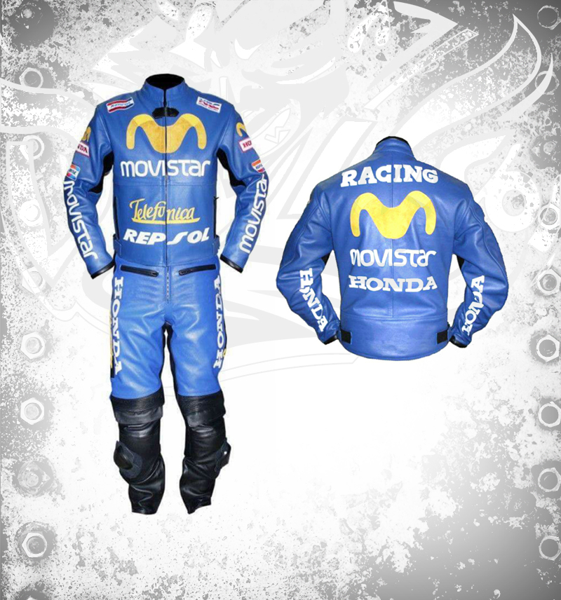 HONDA Repsol Motorbike Racing Leather Suit Blue color