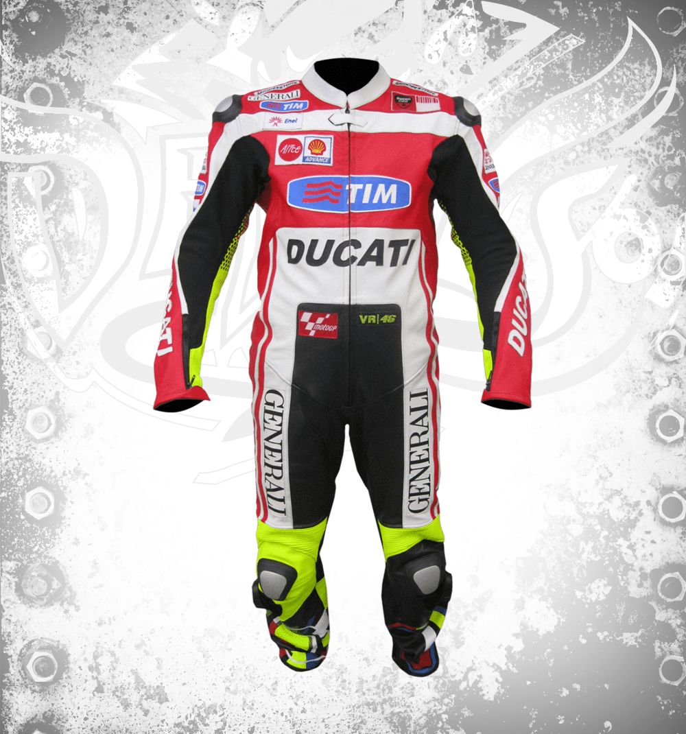 Valentino Rossi Ducati Motorbike Racing Leather Suit Front