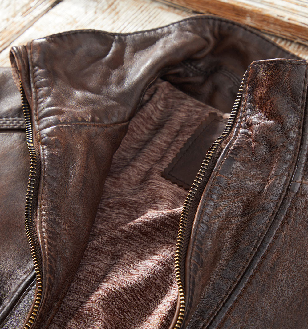 Mens Seasoned Leather Jacket Timeless Style with Distinct Character