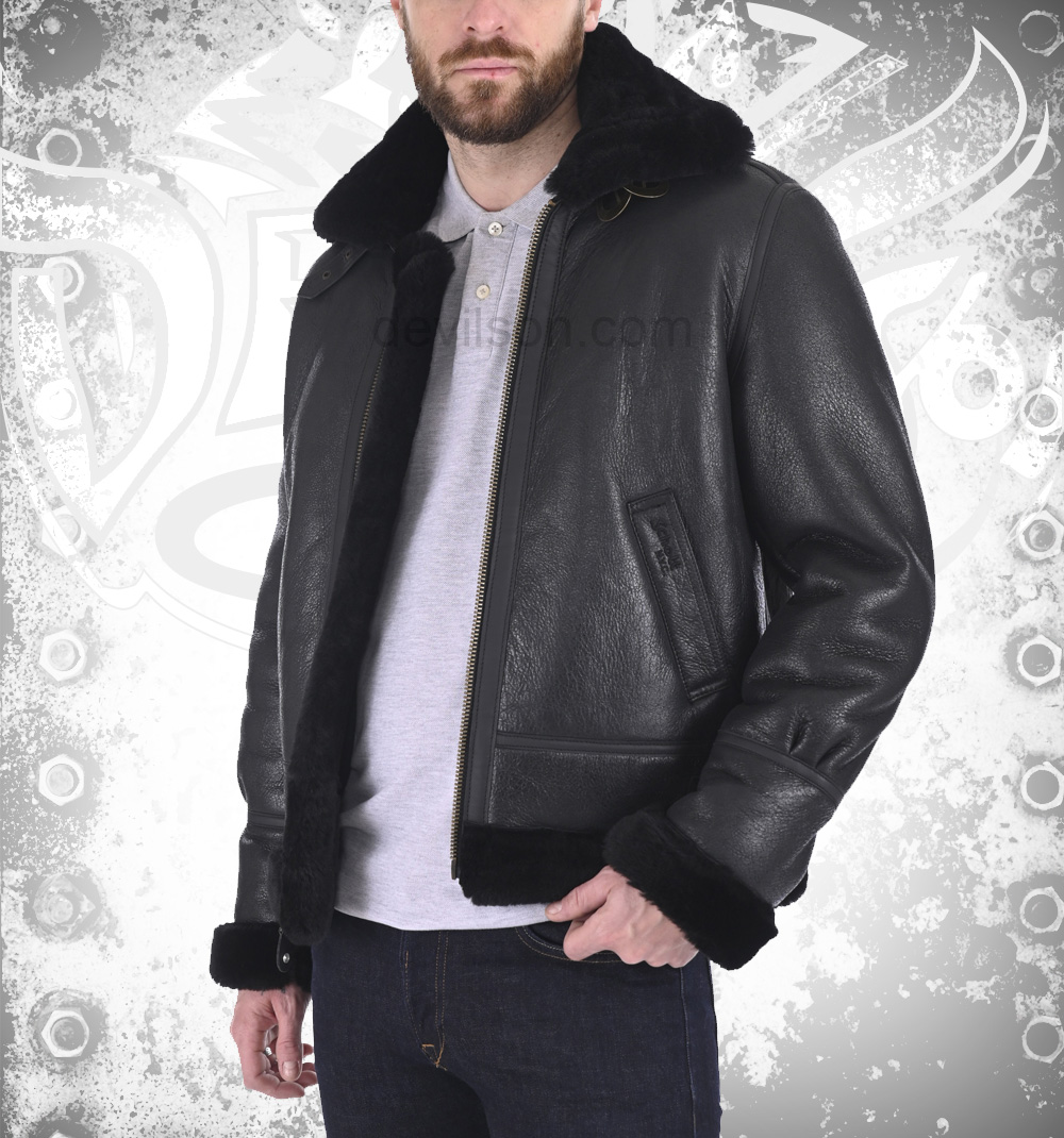 Black Leather Shearling Jacket
