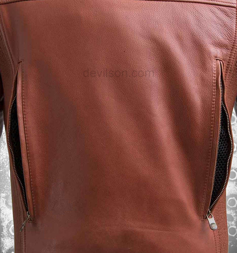 First MFG Men’s Crusader Vented Leather Motorcycle Jacket