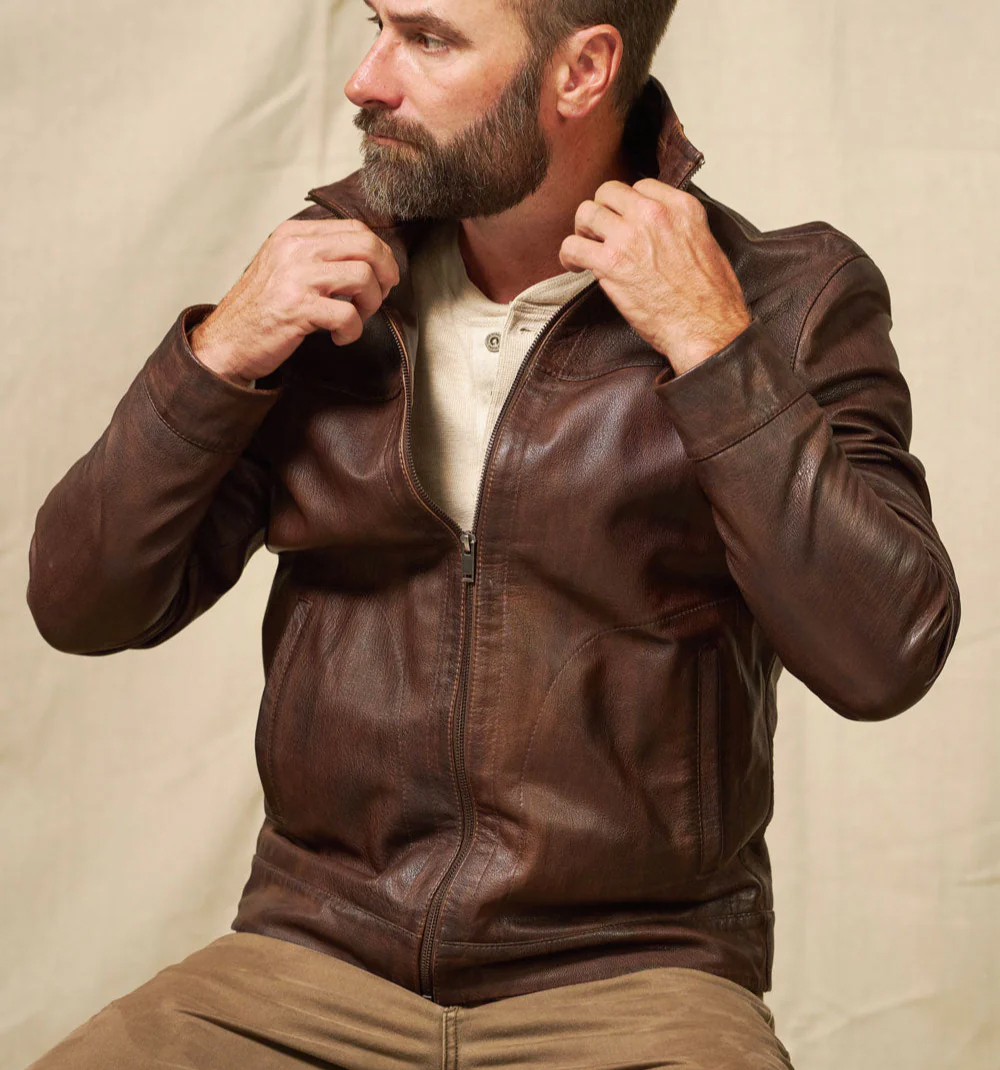 Devilson Whiskey Tan Thompson Leather Moto Jacket