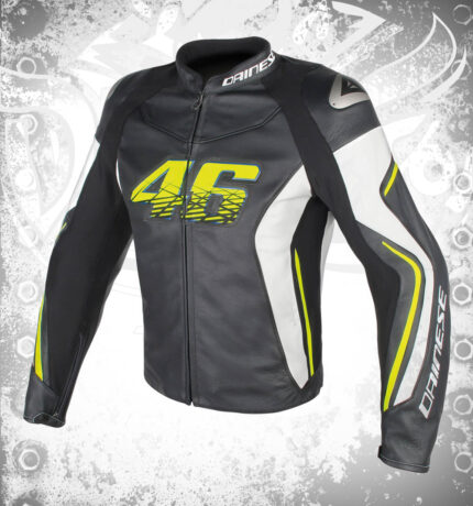 High-Quality Men's VR46 D2 Black Leather jacket