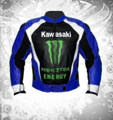 Kawasaki Monster Blue Black Biker Jacket