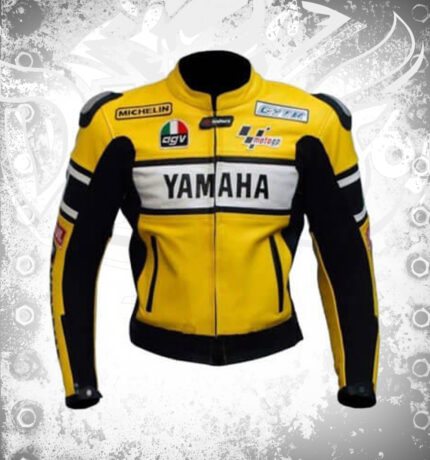 Men's Racer Black Armored Yamaha Leather Racing Jacket