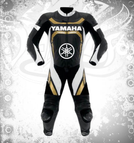 Golden Yamaha Motorcycle Racing Style Leather Motogp Suit