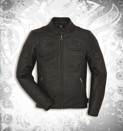 Ducati Heritage C1 CE certified buffalo leather motorcycle jacket front view