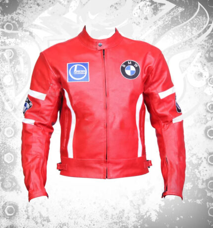 BMW Racing Sport Motorbike Red Leather Jacket