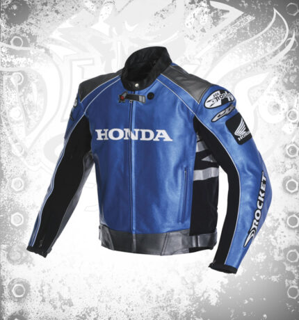 Royal Blue Honda Motorbike Leather Jacket