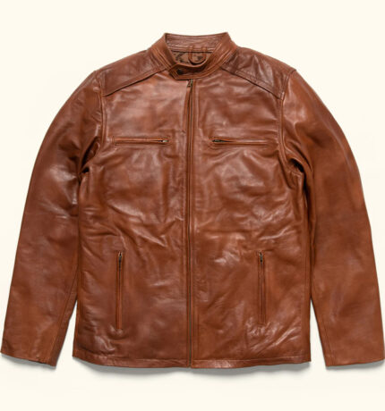 Devilson Whiskey Tan Thompson Leather Moto Jacket