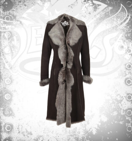 Devilson Ashwood Long Suede Leather Coat Brown