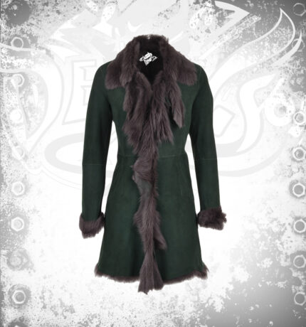 Devilson Ashwood Shearling Green Leather Coat