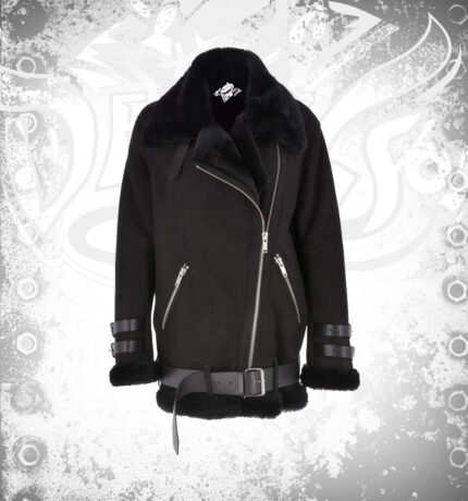 Devilson Ashwood Women Sheepskin Flying Jacket Black Snuff