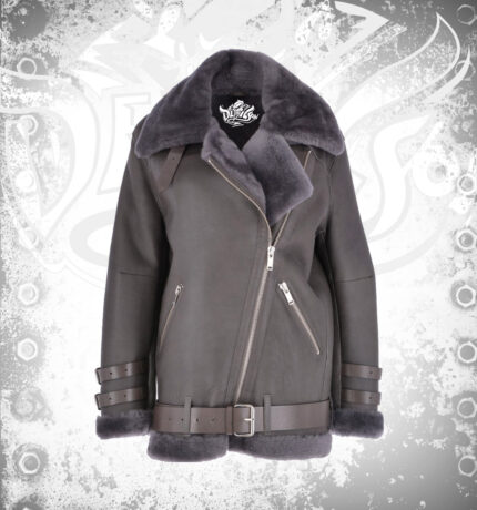 Devilson Ashwood Women Sheepskin Flying Jacket Grey