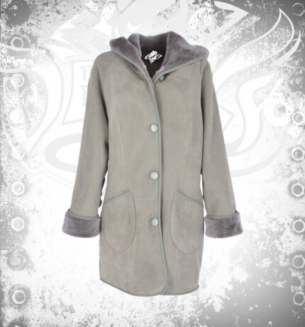 Devilson Women Suede Sheepskin Coat Grey
