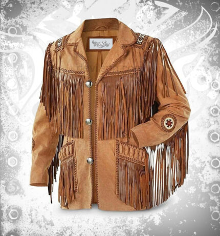 Authentic Real Suede Western Style fringe Leather Jacket for Men