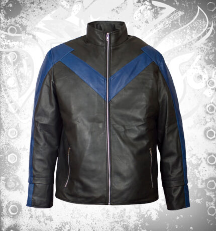 Devilson Black and Blue Geniune Leather Jacket
