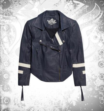 Women Chloe Blue Leather Jacket