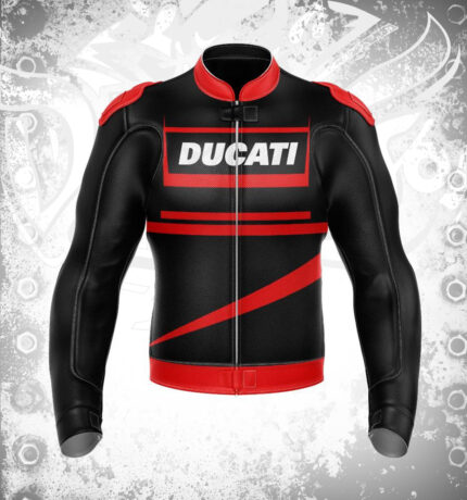 Ducati Motorbike / Motorcycle Leather Jacket Black n Red