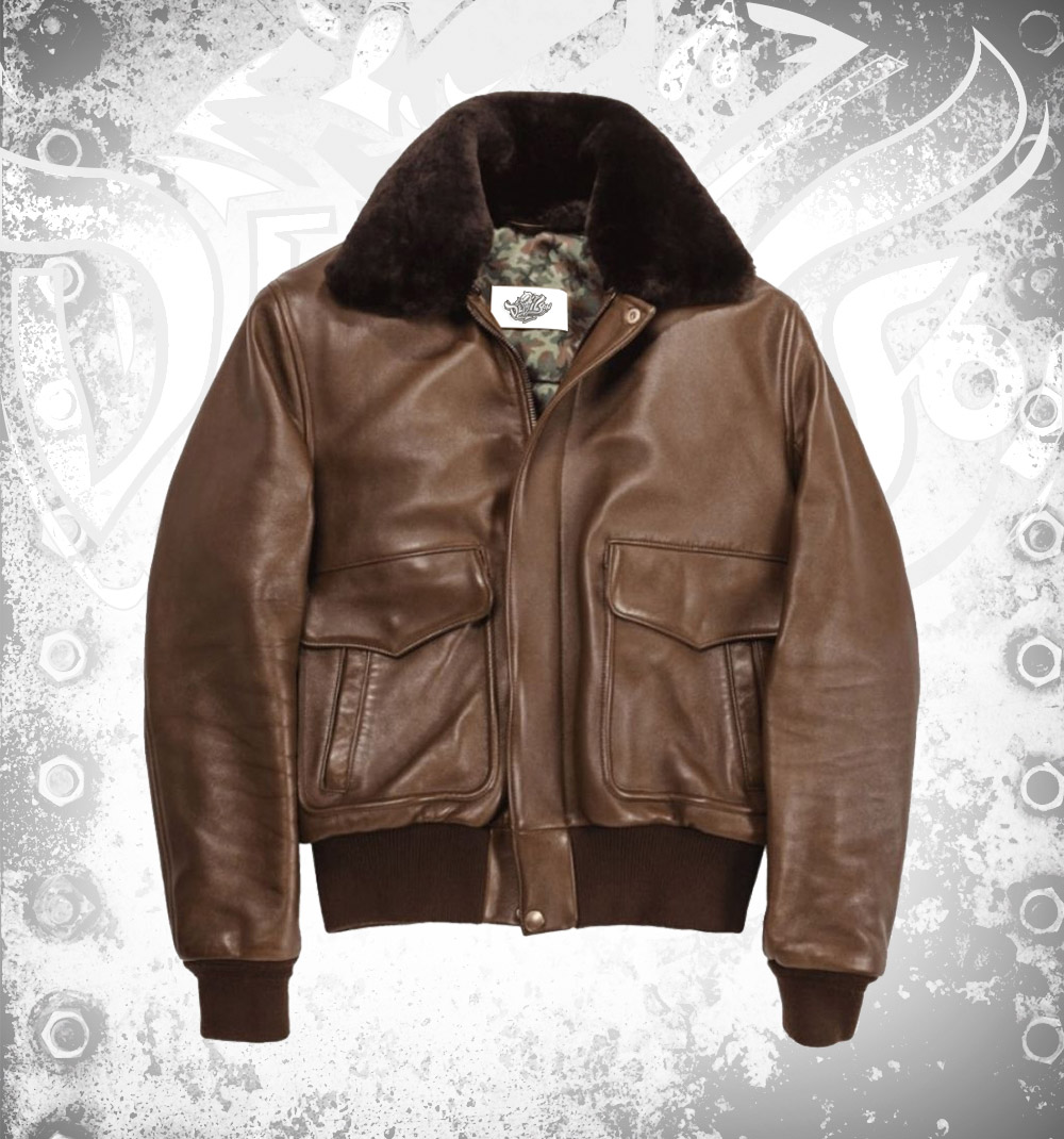 Devilson-Brown-Leather-Bomber-Jacket-3.jpg Men’s Hudson brown lambskin leather bomber jacket with fur lining, ribbed cuffs, front zipper closure, and stand collar for winter wear style and warmth.