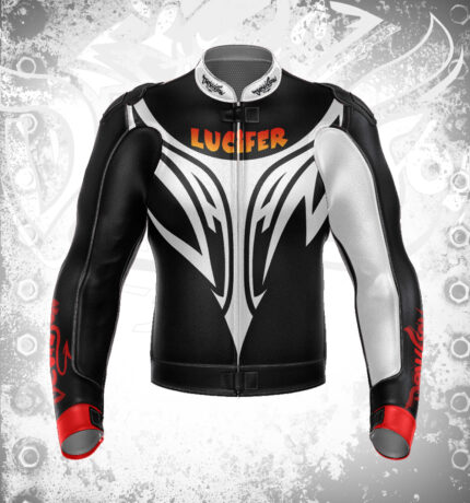 Silver Hawk Wings Lucifer Biker Leather Jacket
