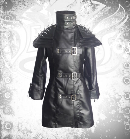 Devilson Gothic Women Black Sheep Leather Coat