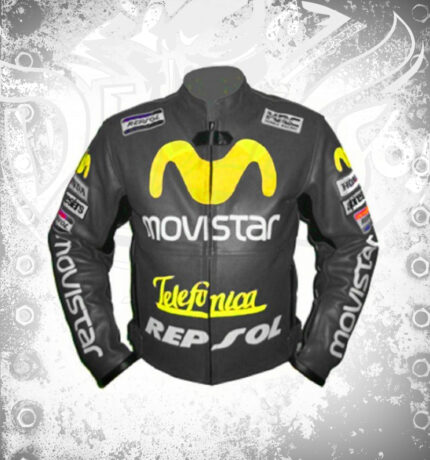 HONDA Repsol Movistar Black Natural Leather MotoGP Jacket