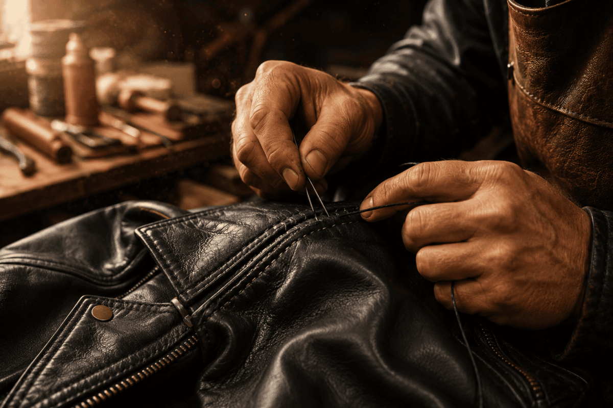 Handstitched leather jackets