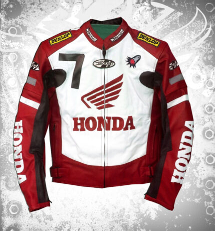 Honda Red Dunlop Motogp Racing Leather Jacket : Joe Rocket