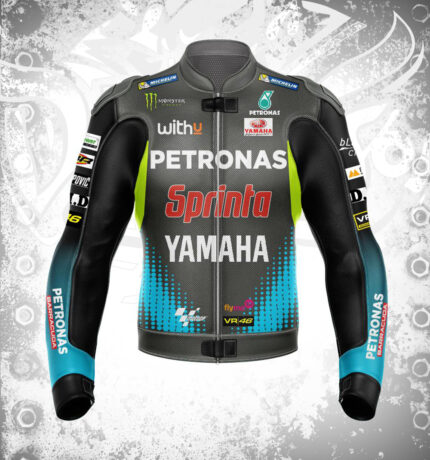 Valentino Rossi Petronas Biker Racing Black Leather Jacket
