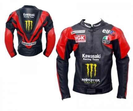 Mens Red Black Racing Team Motorcycle Leather Jacket