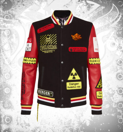Devilson Gothic Plein Leather Bomber Jacket