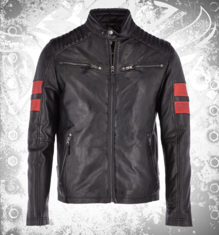 Men Fashion Biker Leather Jacket Black
